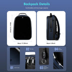 Gelrova LuminaPack X1 LED Motorcycle Backpack, 16.6" detailed image showing dimensions and features.