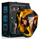 Gelrova LED Motorcycle Backpack - Knight Series with customizable LED eyes and hard shell design.
