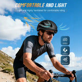 Male cyclist riding with the highly ventilated Gelrova programmable LED helmet, showing optimal airflow design.