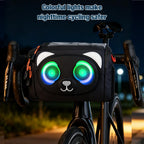 Gelrova LED bike bag with bright green rhythm lights improving visibility and safety for nighttime cycling and urban commuting.
