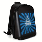 Gelrova T2 LED Backpack – 16.5" with customizable LED display showing a blue starburst design.