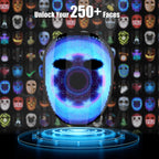 Gelrova CyberFace X - HD Video & Voice Control Light Up Mask with dynamic LED display showcasing diverse designs.