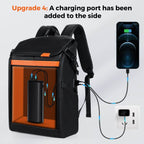Gelrova LED Backpack – Clash Series 17" showcasing side charging port and connection to phone.