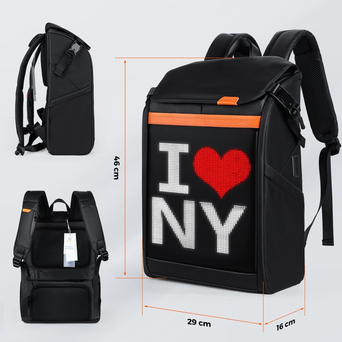 Gelrova LED Backpack – Clash Series Size Display
