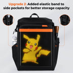 Gelrova LED Backpack – Clash Series 17" with Pikachu design and elastic side pockets for enhanced storage.