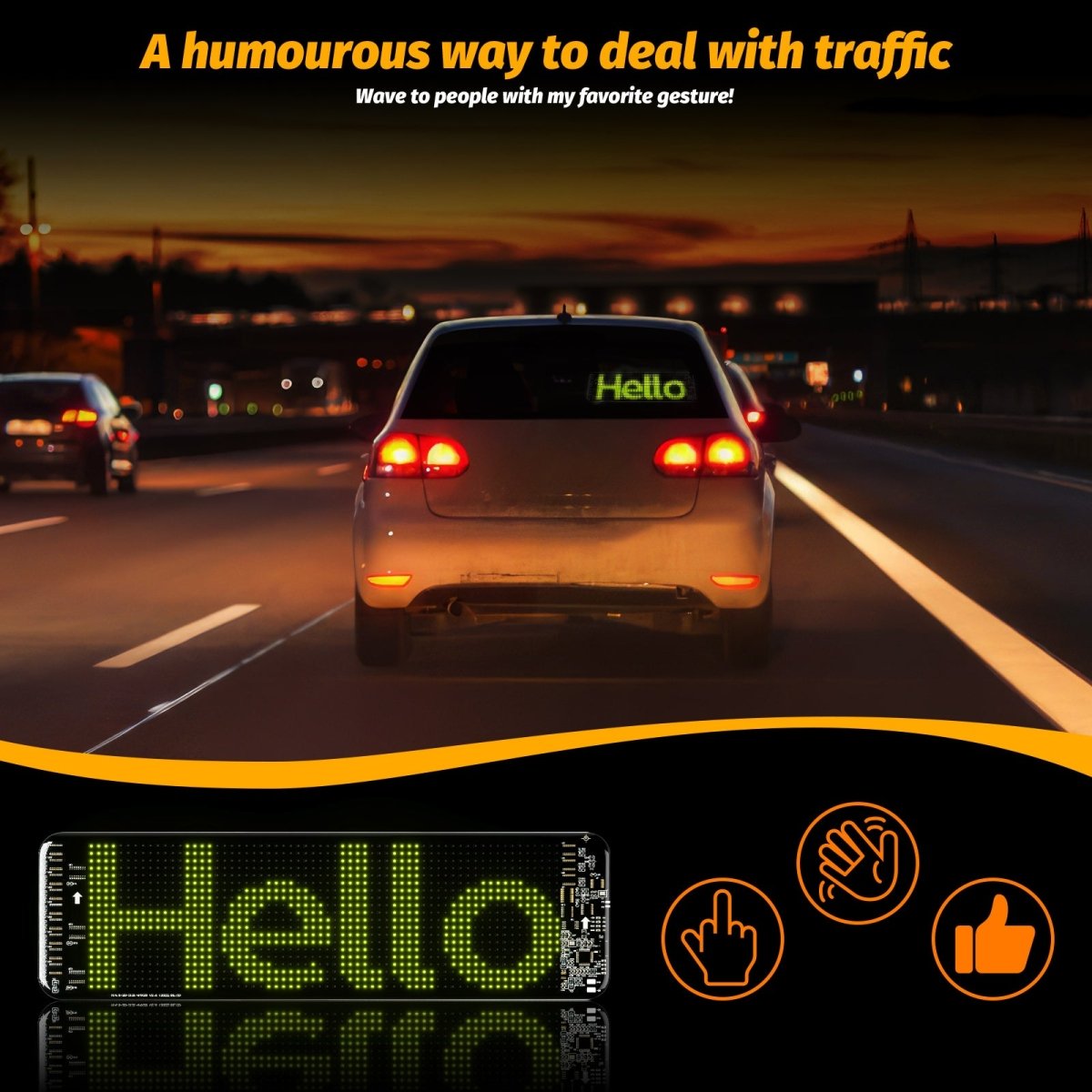 Gelrova LED Car Sign Light - Carstar 6 Driver Version - 4" x 14“ - LED Backpack Car Sign