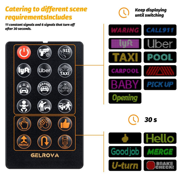 Gelrova LED Car Sign Light - Carstar 6 Driver Version - 4" x 14“ - LED Backpack Car Sign
