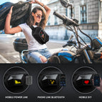 Gelrova LED Crossbody Bag - Devil Eye Bag 12.5" worn by model while riding a motorcycle.