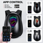 Gelrova Motorcycle LED Backpack - Sea Heart Series - 17" showing app control features for DIY text, picture, and animation.