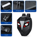 Gelrova LED Motorcycle Backpack - Knight Series showcasing features like luminous strip, zippers, and hard case design.